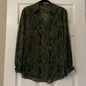 Express Dark Green Print Blouse